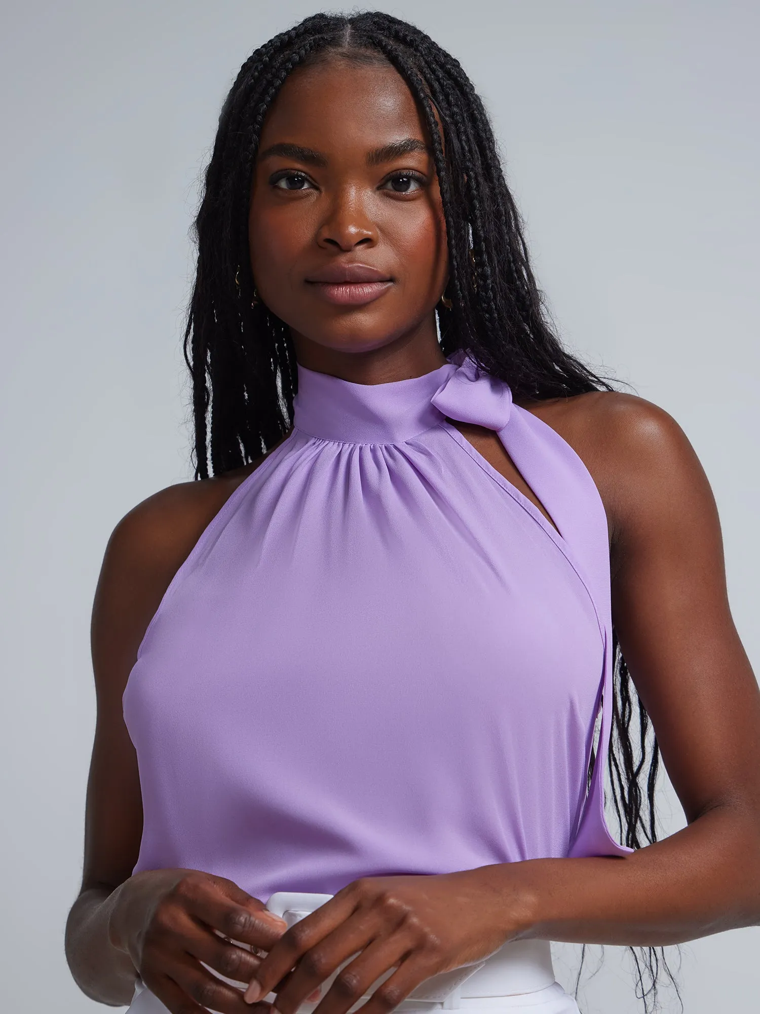 Bow-Neck Halterneck Blouse