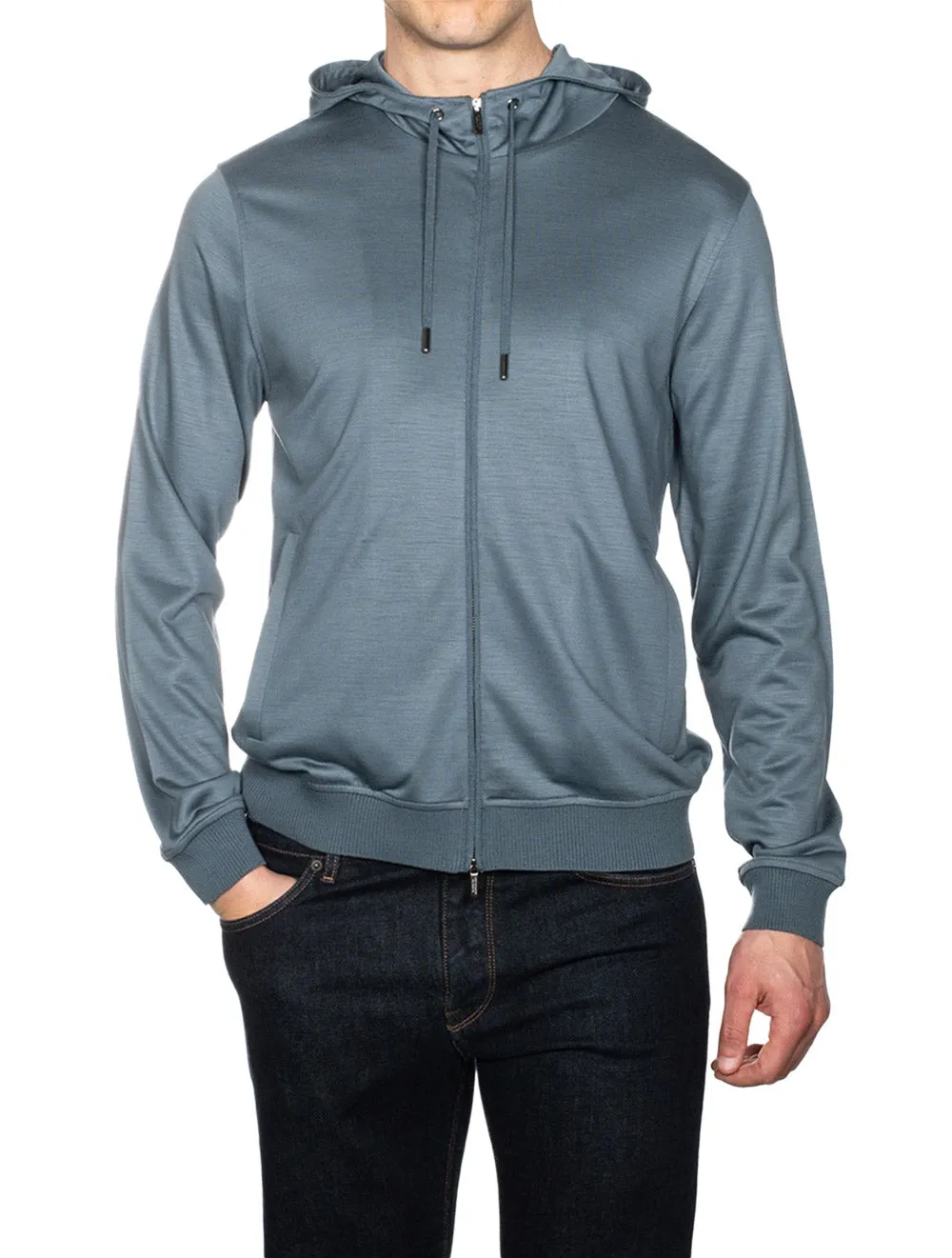 Hooded Wool Full Zip Green