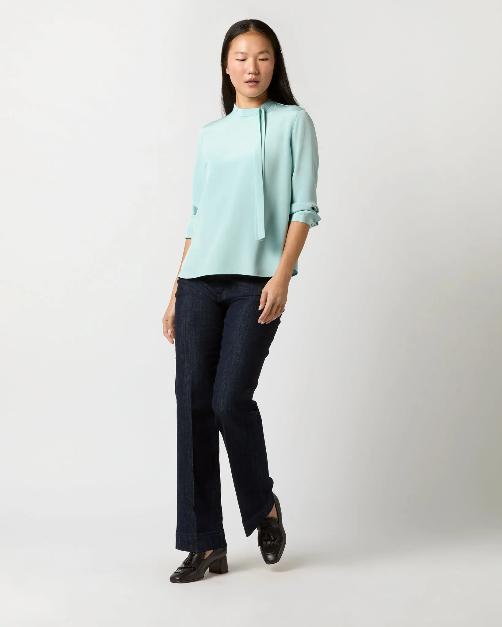 Pippa Top in Mist Silk Crepe de Chine