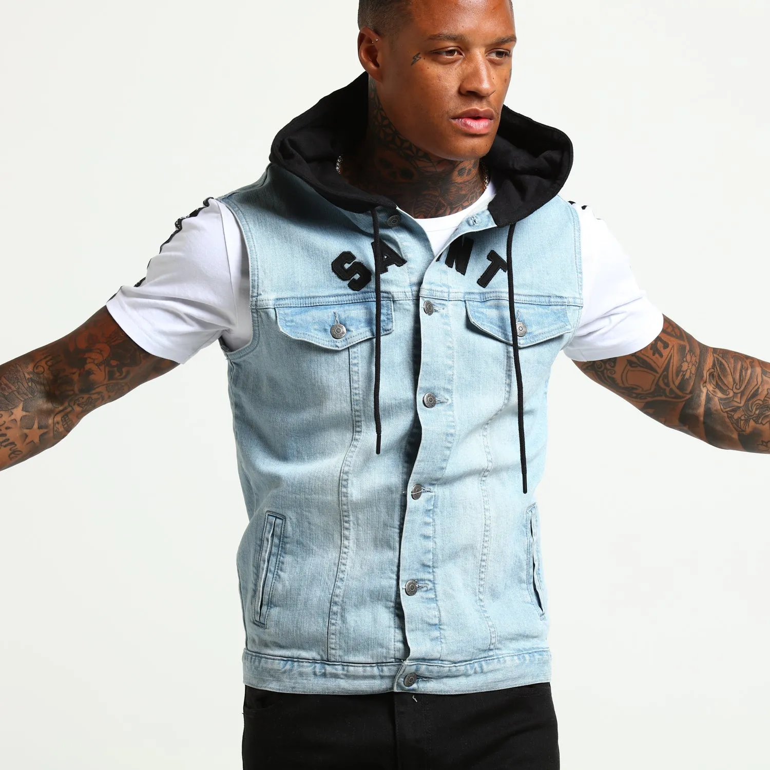 Saint Morta London Sleeveless Denim Jacket Blue